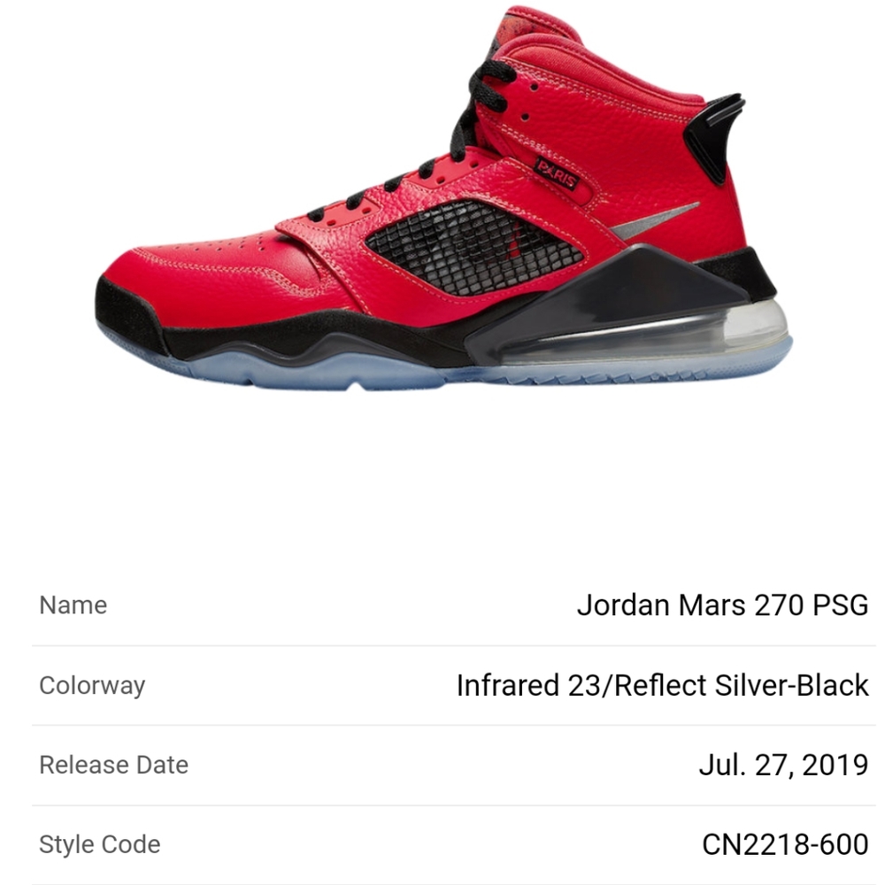 Jordan mars 270 psg bg size 5Y-eur 37.5